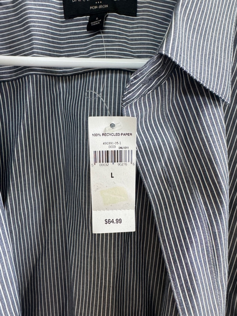 Banana Republic Navy and White Pinstripe Dress Shirt - Picture 3 of 7